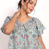 Bloom Cap Sleeve Nightie Aqua Floral