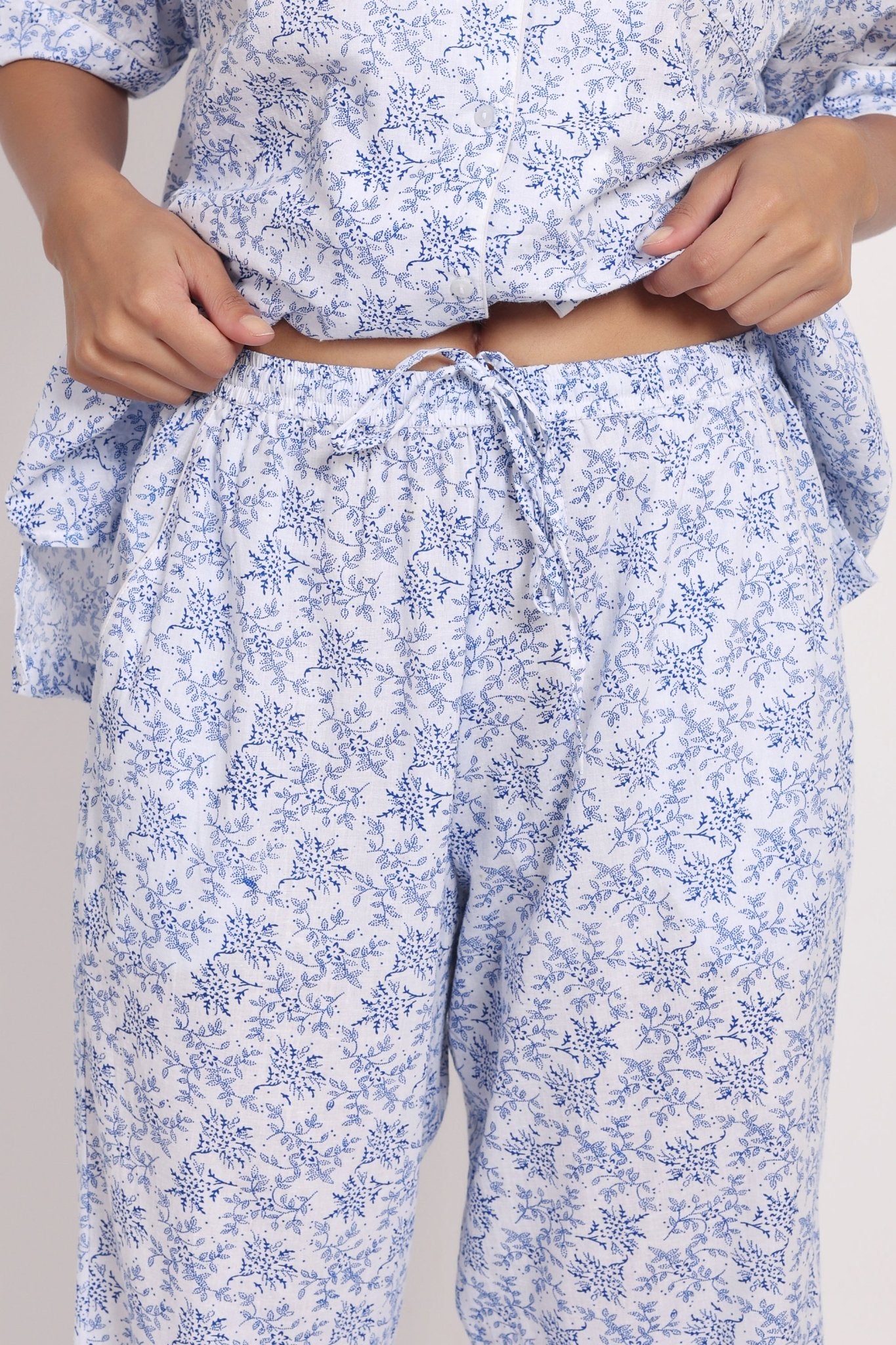 Detailed view of elastic waistband and drawcord for adjustable comfort fit.