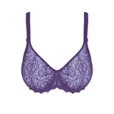 Product image of Cassiopee Seamless Full Cup Bra by Empreinte in Dark Purple, moulded lace, elegant shape.