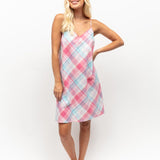 100% Cotton Cyberjammies Pink Check Strappy night dress