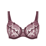 Flat lay image of the Dahlia Full Cup Control Bra Byzantine, showing embroidered lace and design, available at The Foundation.