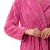 Dimple Fleece Long Wrap Robe Rose