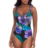 Flora Aura Its A Wrap One Piece Swimsuit Black Multi