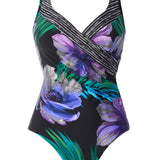 Flora Aura Its A Wrap One Piece Swimsuit Black Multi