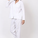 Hamptons Longsleeve PJ Set White Self Stripe