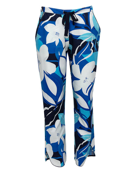 Navy Modal Top & Blue Floral Print Pant Set