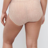 Nude colour snake print underpants for women high waist full bottom coverage