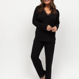 Carolynn Lace-Edged Modal L/S PJ Set Black