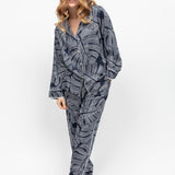 Knightsbridge Leaf Print L/S PJ Set Navy