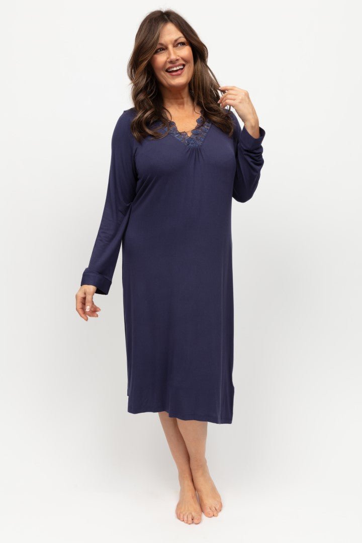 Nora Rose Carolynn Modal Nightdress Ladies Long Sleeve Modal Nightie