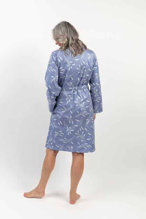 Cornflower Blue Spikelet Print Longsleeve Gown