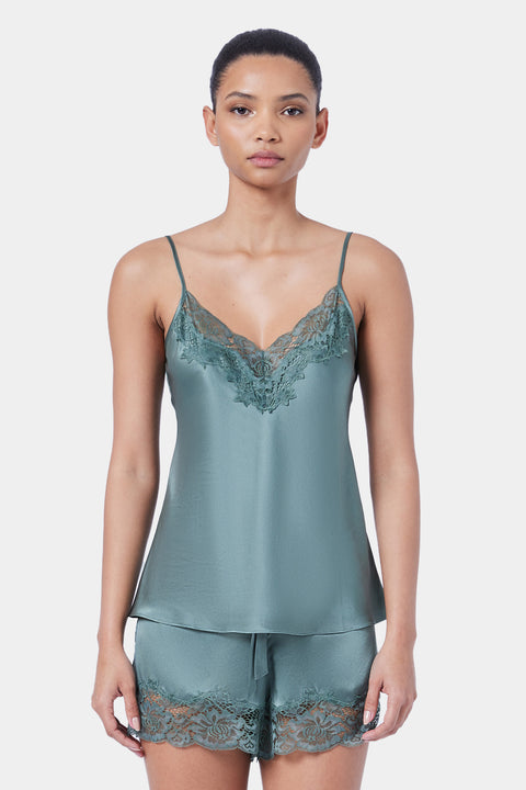 Silk Lace Cami and Short Set Moss