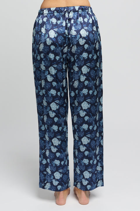 Silk Hydrangea Print Pant Azures Navy