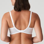 Back view of PrimaDonna Sophora Full Cup Bra White, featuring adjustable straps and mesh band, as styled by The Foundation.