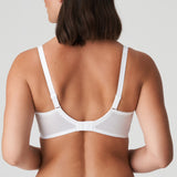 Back view of PrimaDonna Sophora Full Cup Bra White, featuring adjustable straps and mesh band, as styled by The Foundation.