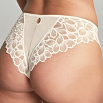 Back view of Allure Brazilian Brief Ivory by Panache, showing flirty keyhole cut out and lace detailing.
