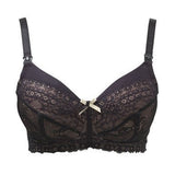 Flat lay of Panache Sophie Maternity Bra Black/Chai, lace, non-wired, cotton-lined cups and drop-down feature.