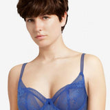 Front view of Maddie Half Cup Bra in Sailor navy lace – The Foundation