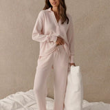 Supersoft Waffle Open Collar Lounge Set Winter Rose