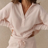 Supersoft Waffle Open Collar Lounge Set Winter Rose