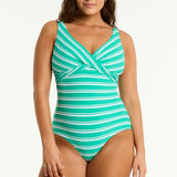Biarritz Cross Front Multifit One Piece Swimsuit Green