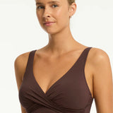 Essentials Edit Cross Front Multifit One Piece Swimsuit Cocoa