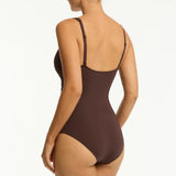 Essentials Edit Cross Front Multifit One Piece Swimsuit Cocoa