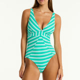 Biarritz Panel Line One Piece Swimsuit Green