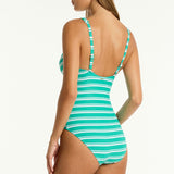 Biarritz Panel Line One Piece Swimsuit Green