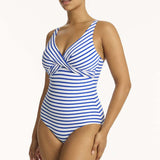 Amalfi Cross Front Multifit One Piece Swimsuit Blue White