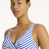 Amalfi Cross Front Multifit One Piece Swimsuit Blue White