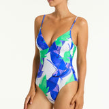 Sublime Cross Back Tri One Piece Swimsuit Blue
