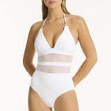 Drift Longline Halter One Piece White