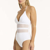 Drift Longline Halter One Piece White
