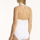 Drift Longline Halter One Piece White