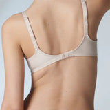 Back view of the soft cup bra in Peau Rose with scalloped lace straps—The Foundation
