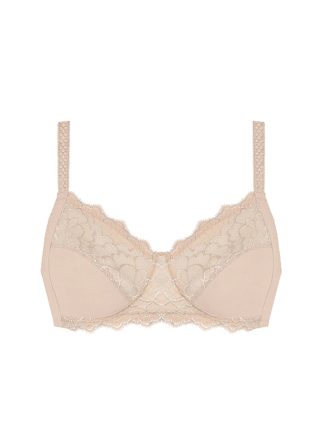 Flat lay of Simone Perele Caresse Soft Cup Bra in Peau Rose—The Foundation