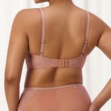 Back view of The Foundation’s Amourette Charm Non Wire Bra in Rust, showing soft lace band and tagless comfort finish.