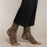 womens beige animal print socks by bleuforet made in france