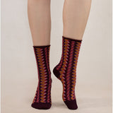 Velvet Cotton ZigZag Socks Prune