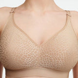 close-up of C Magnifique wireless bra highlighting seamless floral jacquard texture and padded comfort.