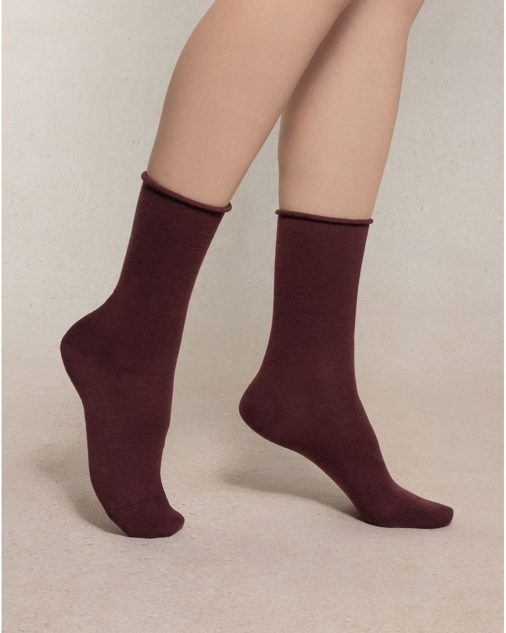 Fine merino wool socks for women by bleuforet in cianti colour are fine warm socks with 100% cotton lining