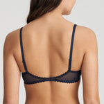 Back view of Jane Half Padded Balcony Bra Velvet Blue from The Foundation, featuring smooth band and adjustable straps for comfort