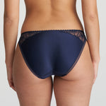 Back view of Jane Rio Brief Velvet Blue from The Foundation, featuring smooth satin finish and comfortable coverage
