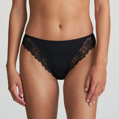 Marie Jo Jane Italian Brief in black – floral embroidered mesh with elegant scalloped edges.