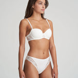 Full body shot of model in Jane Padded Balcony Bra Natural with matching briefs, for a chic lingerie set