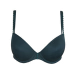 Flat lay of Tom Mini Padded Plunge Bra in Empire Green, displaying padded cups and elegant design