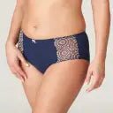 Side angle of Osino Full Brief Sapphire Blue showing delicate lace detailing and soft, comfortable fit