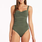 Essentials Twist Front Multifit One Piece Khaki