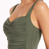 Essentials Twist Front Multifit One Piece Khaki